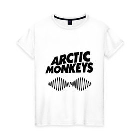 Женская футболка хлопок с принтом Arctic monkeys wave в Петрозаводске, 100% хлопок | прямой крой, круглый вырез горловины, длина до линии бедер, слегка спущенное плечо | arctic monkeys