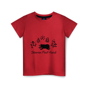 Детская футболка хлопок с принтом Siberian Fast food в Петрозаводске, 100% хлопок | круглый вырез горловины, полуприлегающий силуэт, длина до линии бедер | siberia fastfood | елки | фастфуд