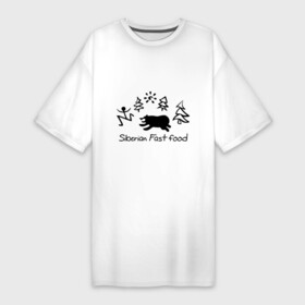 Платье-футболка хлопок с принтом Siberian Fast food в Петрозаводске,  |  | siberia fastfood | елки | фастфуд