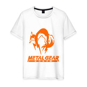 Мужская футболка хлопок с принтом Metal Gear Solid Fox в Петрозаводске, 100% хлопок | прямой крой, круглый вырез горловины, длина до линии бедер, слегка спущенное плечо. | лиса