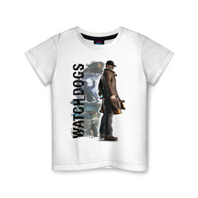 Детская футболка хлопок с принтом Watch Dogs (Aiden Pierce) в Петрозаводске, 100% хлопок | круглый вырез горловины, полуприлегающий силуэт, длина до линии бедер | Тематика изображения на принте: aiden | dog | pierce | watch | пирс | эйден