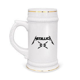 Кружка пивная с принтом Metallica в Петрозаводске,  керамика (Материал выдерживает высокую температуру, стоит избегать резкого перепада температур) |  объем 630 мл | металлика