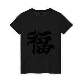 Женская футболка хлопок с принтом Японский иероглиф - Удача в Петрозаводске, 100% хлопок | прямой крой, круглый вырез горловины, длина до линии бедер, слегка спущенное плечо | иероглиф | каллиграфия | китай | удача | япония