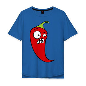 Мужская футболка хлопок Oversize с принтом Перец в Петрозаводске, 100% хлопок | свободный крой, круглый ворот, “спинка” длиннее передней части | красный | оскал | острый | перец | чили