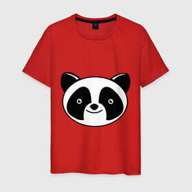 Мужская футболка хлопок с принтом Мордашка панды в Петрозаводске, 100% хлопок | прямой крой, круглый вырез горловины, длина до линии бедер, слегка спущенное плечо. | панда