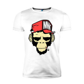 Мужская футболка премиум с принтом Monkey Swag в Петрозаводске, 92% хлопок, 8% лайкра | приталенный силуэт, круглый вырез ворота, длина до линии бедра, короткий рукав | Тематика изображения на принте: cap | hat | head | mnk | monkey | swag | голова | кепка | мартышка | обезьяна | свэг
