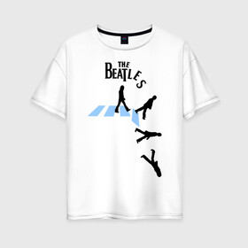 Женская футболка хлопок Oversize с принтом The Beatles break down в Петрозаводске, 100% хлопок | свободный крой, круглый ворот, спущенный рукав, длина до линии бедер
 | beatles | break | down | битлз | группа | падение