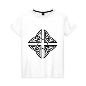 Женская футболка хлопок с принтом Кельтский орнамент в Петрозаводске, 100% хлопок | прямой крой, круглый вырез горловины, длина до линии бедер, слегка спущенное плечо | Тематика изображения на принте: 
