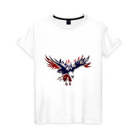 Женская футболка хлопок с принтом Орел в Петрозаводске, 100% хлопок | прямой крой, круглый вырез горловины, длина до линии бедер, слегка спущенное плечо | америка | звезды | конфедеративные штаты америки | конфедерация | орел | патриоты | символика | сша | туристам | флаг
