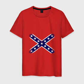 Мужская футболка хлопок с принтом Флаг в Петрозаводске, 100% хлопок | прямой крой, круглый вырез горловины, длина до линии бедер, слегка спущенное плечо. | америка | звезды | конфедеративные штаты америки | конфедерация | патриоты | символика | сша | туристам | флаг