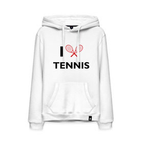 Мужская толстовка хлопок с принтом I Love Tennis в Петрозаводске, френч-терри, мягкий теплый начес внутри (100% хлопок) | карман-кенгуру, эластичные манжеты и нижняя кромка, капюшон с подкладом и шнурком | Тематика изображения на принте: ракетка | тенис | теннис | теннисист