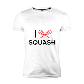 Мужская футболка премиум с принтом I LOVE SQUASH в Петрозаводске, 92% хлопок, 8% лайкра | приталенный силуэт, круглый вырез ворота, длина до линии бедра, короткий рукав | squash | ракетка | сквош