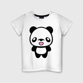 Детская футболка хлопок с принтом Маленькая пандочка в Петрозаводске, 100% хлопок | круглый вырез горловины, полуприлегающий силуэт, длина до линии бедер | панда