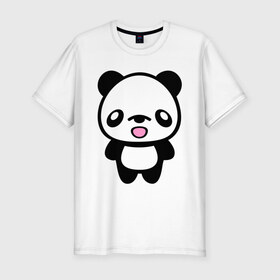 Мужская футболка премиум с принтом Маленькая пандочка в Петрозаводске, 92% хлопок, 8% лайкра | приталенный силуэт, круглый вырез ворота, длина до линии бедра, короткий рукав | панда
