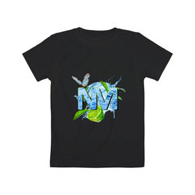 Детская футболка хлопок с принтом NM в Петрозаводске, 100% хлопок | круглый вырез горловины, полуприлегающий силуэт, длина до линии бедер | бабочка