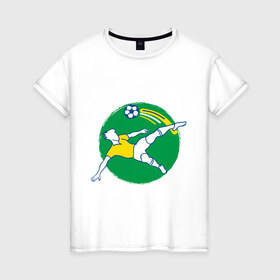 Женская футболка хлопок с принтом Футболист в Петрозаводске, 100% хлопок | прямой крой, круглый вырез горловины, длина до линии бедер, слегка спущенное плечо | 