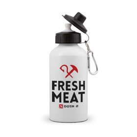 Бутылка спортивная с принтом Fresh meat в Петрозаводске, металл | емкость — 500 мл, в комплекте две пластиковые крышки и карабин для крепления | dota | fresh | meat | pudge | дота | мясо | пудж | свежее