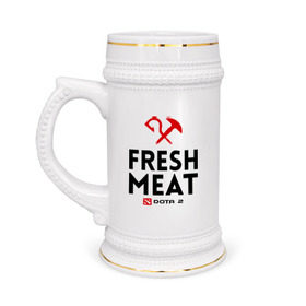Кружка пивная с принтом Fresh meat в Петрозаводске,  керамика (Материал выдерживает высокую температуру, стоит избегать резкого перепада температур) |  объем 630 мл | dota | fresh | meat | pudge | дота | мясо | пудж | свежее