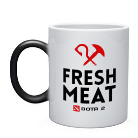 Кружка хамелеон с принтом Fresh meat в Петрозаводске, керамика | меняет цвет при нагревании, емкость 330 мл | Тематика изображения на принте: dota | fresh | meat | pudge | дота | мясо | пудж | свежее