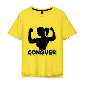 Мужская футболка хлопок Oversize с принтом Conquer в Петрозаводске, 100% хлопок | свободный крой, круглый ворот, “спинка” длиннее передней части | Тематика изображения на принте: 