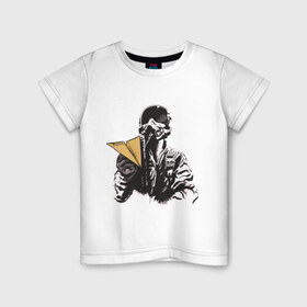 Детская футболка хлопок с принтом Пилот в Петрозаводске, 100% хлопок | круглый вырез горловины, полуприлегающий силуэт, длина до линии бедер | Тематика изображения на принте: авиатор | бумажный | пилот | самолет | шлем