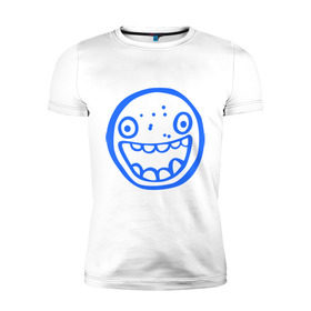 Мужская футболка премиум с принтом Зубастый смайлик в Петрозаводске, 92% хлопок, 8% лайкра | приталенный силуэт, круглый вырез ворота, длина до линии бедра, короткий рукав | зубы | лицо | рожица | смайл | улыбка