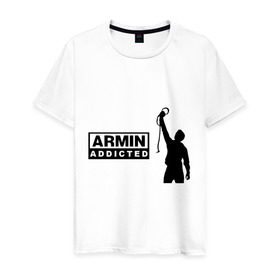 Мужская футболка хлопок с принтом Armin addicted в Петрозаводске, 100% хлопок | прямой крой, круглый вырез горловины, длина до линии бедер, слегка спущенное плечо. | addicted | buuren | van | аrmin