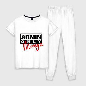 Женская пижама хлопок с принтом Armin only - mirage в Петрозаводске, 100% хлопок | брюки и футболка прямого кроя, без карманов, на брюках мягкая резинка на поясе и по низу штанин | addicted | buuren | mirage | van | аrmin
