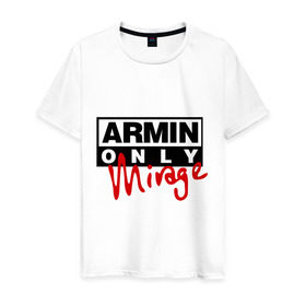 Мужская футболка хлопок с принтом Armin only - mirage в Петрозаводске, 100% хлопок | прямой крой, круглый вырез горловины, длина до линии бедер, слегка спущенное плечо. | Тематика изображения на принте: addicted | buuren | mirage | van | аrmin