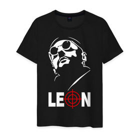 Мужская футболка хлопок с принтом Leon в Петрозаводске, 100% хлопок | прямой крой, круглый вырез горловины, длина до линии бедер, слегка спущенное плечо. | jean | leon | professional | reno | жан | леон | профессионал | рено