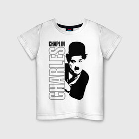Детская футболка хлопок с принтом Чарльз Чаплин в Петрозаводске, 100% хлопок | круглый вырез горловины, полуприлегающий силуэт, длина до линии бедер | Тематика изображения на принте: кино | котелок | чаплин | чарли