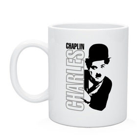 Кружка с принтом Чарльз Чаплин в Петрозаводске, керамика | объем — 330 мл, диаметр — 80 мм. Принт наносится на бока кружки, можно сделать два разных изображения | Тематика изображения на принте: кино | котелок | чаплин | чарли