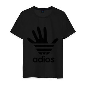 Мужская футболка хлопок с принтом Adios в Петрозаводске, 100% хлопок | прямой крой, круглый вырез горловины, длина до линии бедер, слегка спущенное плечо. | adidas | adios | адидас | адьёс | адьос | рука