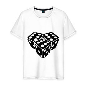 Мужская футболка хлопок с принтом Игральные кубики в Петрозаводске, 100% хлопок | прямой крой, круглый вырез горловины, длина до линии бедер, слегка спущенное плечо. | игральные кости | кубик