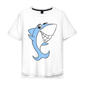 Мужская футболка хлопок Oversize с принтом Акула девочка в Петрозаводске, 100% хлопок | свободный крой, круглый ворот, “спинка” длиннее передней части | акула | девочка | милая | улыбка