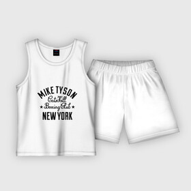 Детская пижама с шортами хлопок с принтом Mike Tyson CatsKill Boxing Club в Петрозаводске,  |  | boxing | catskill | club | mike | new | tyson | york | бокс | йорк | клуб | майк | нью | тайсон