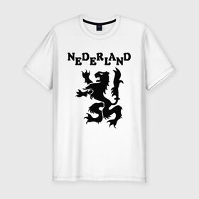 Мужская футболка премиум с принтом Сборная Голландии по Футболу в Петрозаводске, 92% хлопок, 8% лайкра | приталенный силуэт, круглый вырез ворота, длина до линии бедра, короткий рукав | Тематика изображения на принте: nederland | герб | голландия | нидерланды | сборная | символ | футбол