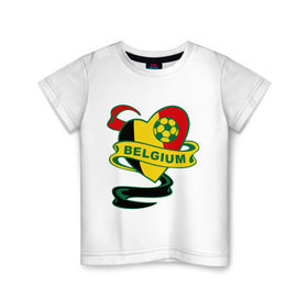 Детская футболка хлопок с принтом Сборная Бельгии по Футболу в Петрозаводске, 100% хлопок | круглый вырез горловины, полуприлегающий силуэт, длина до линии бедер | belgium | бельгия | мяч | сборная | флаг бельгии | футбол