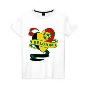 Женская футболка хлопок с принтом Сборная Бельгии по Футболу в Петрозаводске, 100% хлопок | прямой крой, круглый вырез горловины, длина до линии бедер, слегка спущенное плечо | belgium | бельгия | мяч | сборная | флаг бельгии | футбол