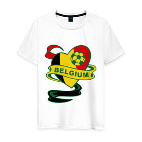 Мужская футболка хлопок с принтом Сборная Бельгии по Футболу в Петрозаводске, 100% хлопок | прямой крой, круглый вырез горловины, длина до линии бедер, слегка спущенное плечо. | belgium | бельгия | мяч | сборная | флаг бельгии | футбол