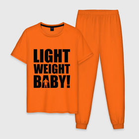 Мужская пижама хлопок с принтом Light weight babby в Петрозаводске, 100% хлопок | брюки и футболка прямого кроя, без карманов, на брюках мягкая резинка на поясе и по низу штанин
 | baby | light | weight | вес | детка | крошка | легкий