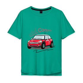 Мужская футболка хлопок Oversize с принтом Mini Cooper в Петрозаводске, 100% хлопок | свободный крой, круглый ворот, “спинка” длиннее передней части | mini cooper | автомобиль | машина | мини купер | миникупер