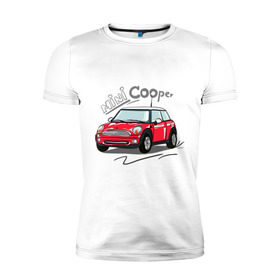 Мужская футболка премиум с принтом Mini Cooper в Петрозаводске, 92% хлопок, 8% лайкра | приталенный силуэт, круглый вырез ворота, длина до линии бедра, короткий рукав | mini cooper | автомобиль | машина | мини купер | миникупер