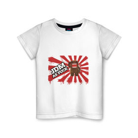 Детская футболка хлопок с принтом DOMO-JDM в Петрозаводске, 100% хлопок | круглый вырез горловины, полуприлегающий силуэт, длина до линии бедер | domo kun | jdm | street racing | style | автотюнинг | домо кун | домокун | японские авто