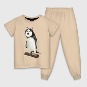 Детская пижама хлопок с принтом Хаскогвин в Петрозаводске, 100% хлопок |  брюки и футболка прямого кроя, без карманов, на брюках мягкая резинка на поясе и по низу штанин
 | пингвин