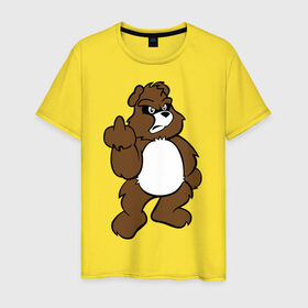 Мужская футболка хлопок с принтом Сердитый мишка в Петрозаводске, 100% хлопок | прямой крой, круглый вырез горловины, длина до линии бедер, слегка спущенное плечо. | злой | медведь | мишка | сердитый