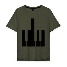 Мужская футболка хлопок Oversize с принтом Fuck your music! в Петрозаводске, 100% хлопок | свободный крой, круглый ворот, “спинка” длиннее передней части | your | вашу | клавиши | музыка | пианино | твою