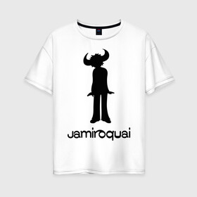 Женская футболка хлопок Oversize с принтом Jamiroquai в Петрозаводске, 100% хлопок | свободный крой, круглый ворот, спущенный рукав, длина до линии бедер
 | funk | jamiroquai | jazz | джаз | джамирокуай | фанк