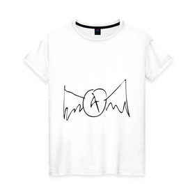 Женская футболка хлопок с принтом Aerosmith (draw logo) в Петрозаводске, 100% хлопок | прямой крой, круглый вырез горловины, длина до линии бедер, слегка спущенное плечо | aerosmith | draw | logo | логотип | рисованный