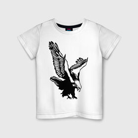 Детская футболка хлопок с принтом Орлиный размах крыльев в Петрозаводске, 100% хлопок | круглый вырез горловины, полуприлегающий силуэт, длина до линии бедер | взлет | кондор | коршун | орел | полет | птица | сокол